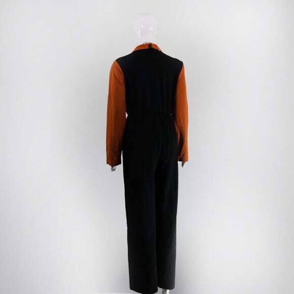SHEIN Black & Orange Wide-Leg Jumpsuit, Elegant & Comfy - Picture 2 of 5